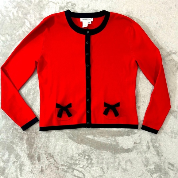 Coldwater Creek Sweaters - Coldwater creek silk blend bow detail color block cardigan